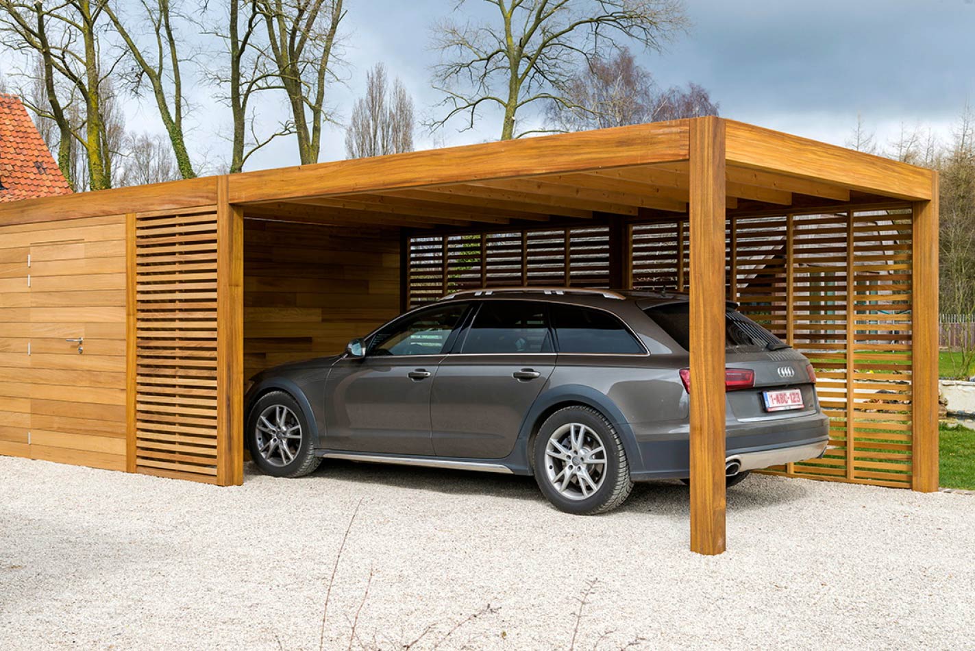 Carport Bois Rennes Saint-Malo Laval Ille Et Vilaine Abris Voiture Garage  Pose Création Réalisation Fabrication Charpentier Architecte Paysagiste