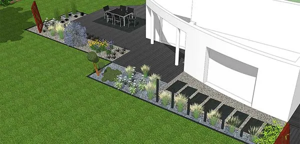Plan 3D d'amenagement Paysager effectue par JL Concept architecte paysagiste sur Rennes, Saint-Malo et le département d'Ille et Vilaine