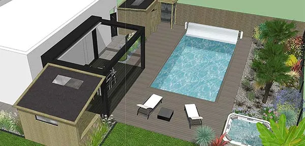 Plan 3D d'amenagement Paysager effectue par JL Concept architecte paysagiste sur Rennes, Saint-Malo et le département d'Ille et Vilaine