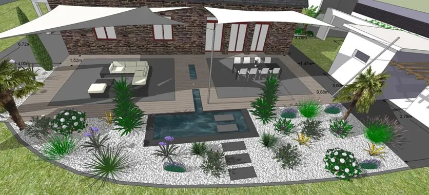 Plan 3D d'amenagement Paysager effectue par JL Concept